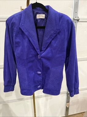 Vintage Suede Purple Button-Front Jacket